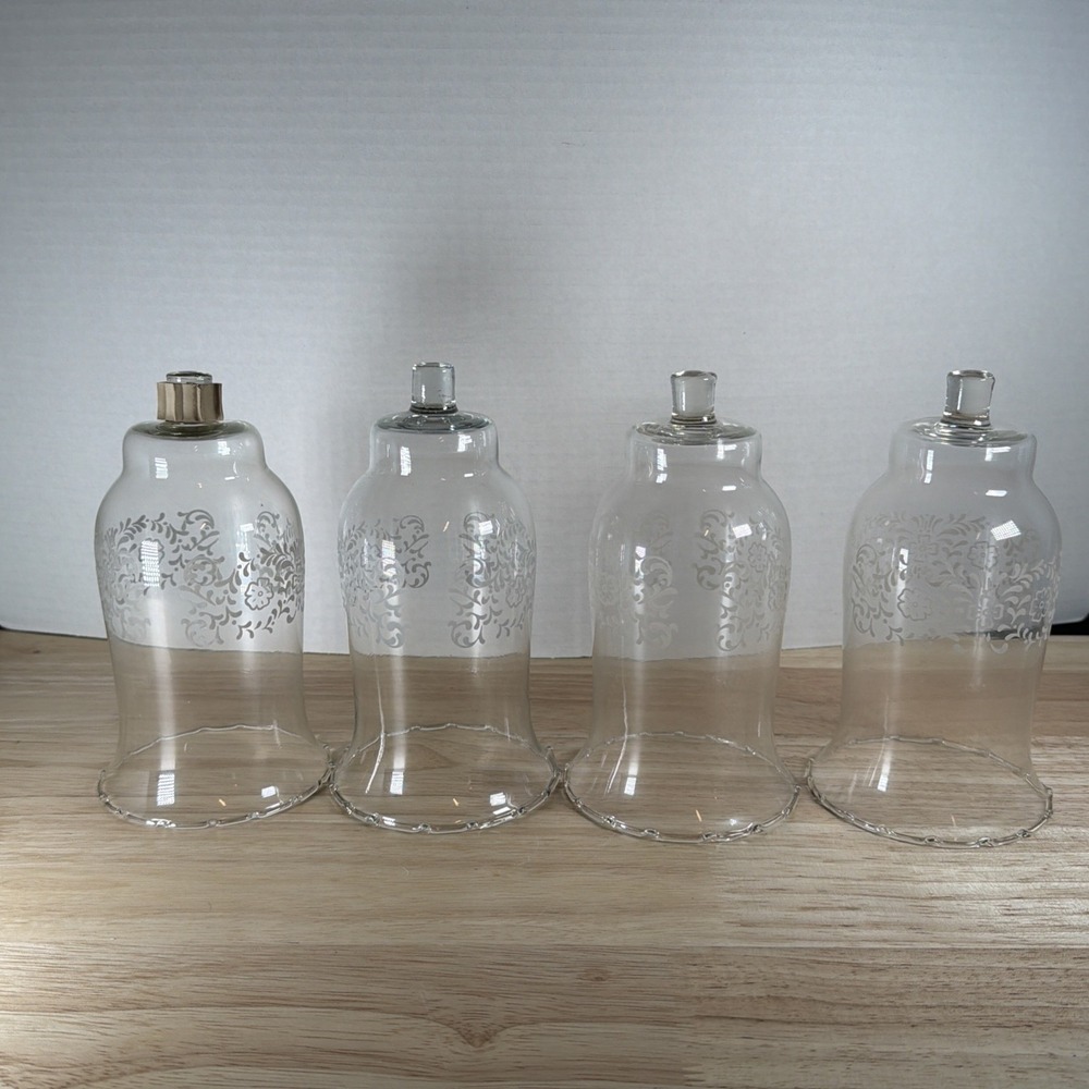 Homco Clear Glass Etched Park Lane Votive Peg Cup Candle Holders Ruffle Vintage
